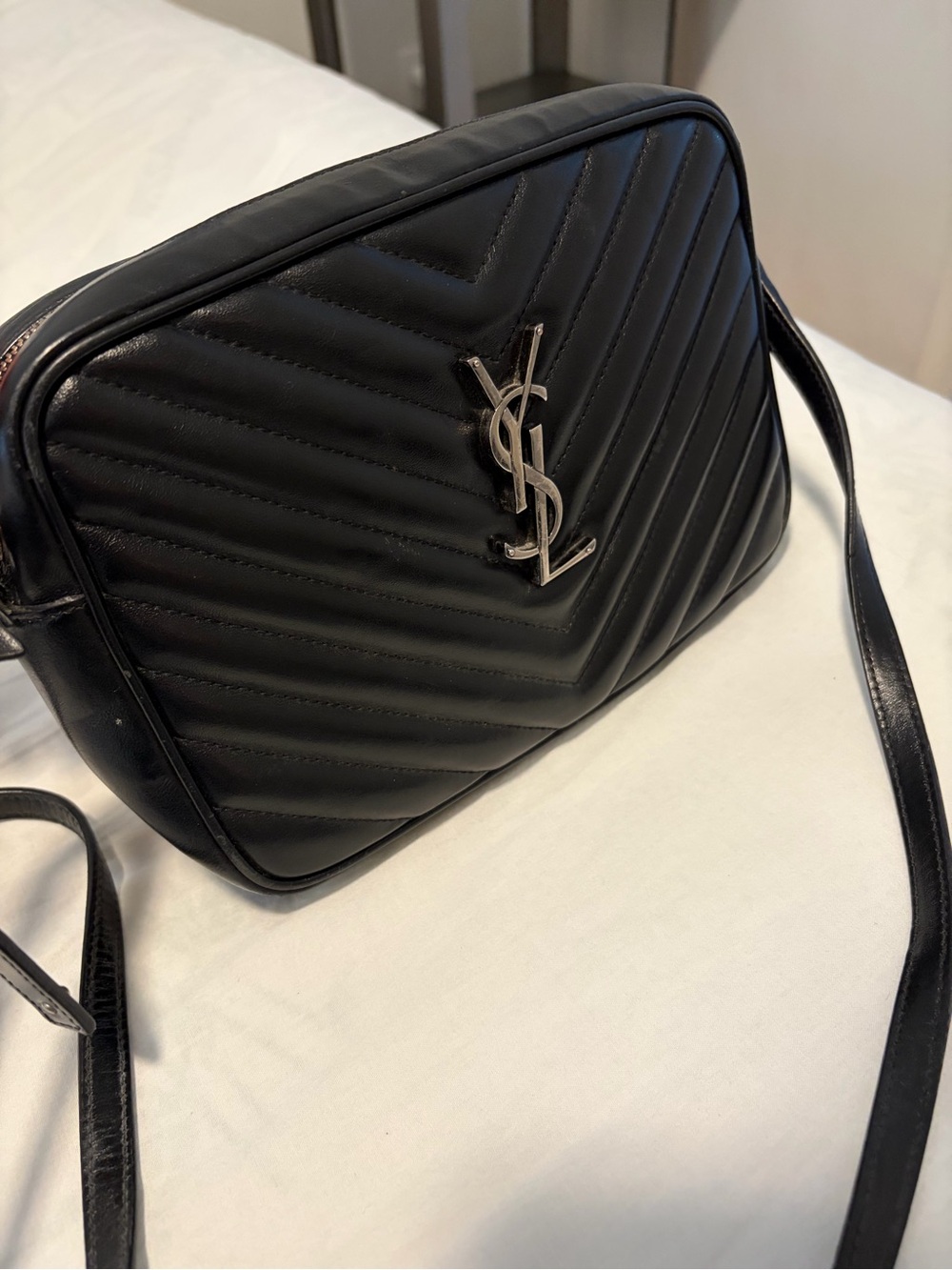 Saint Laurent Black Quilted Camera Crossbody with Silver YSL Hardware